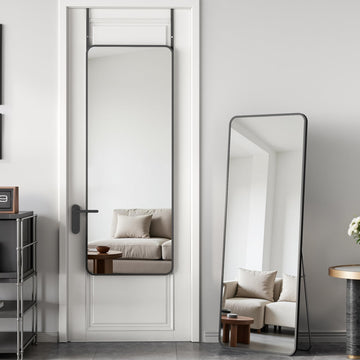 Over The Door Mirror Full Length, 49'' x 14''Wall Mounted Hanging Mirror, Aluminum Alloy Frame, Shatterproof Glass