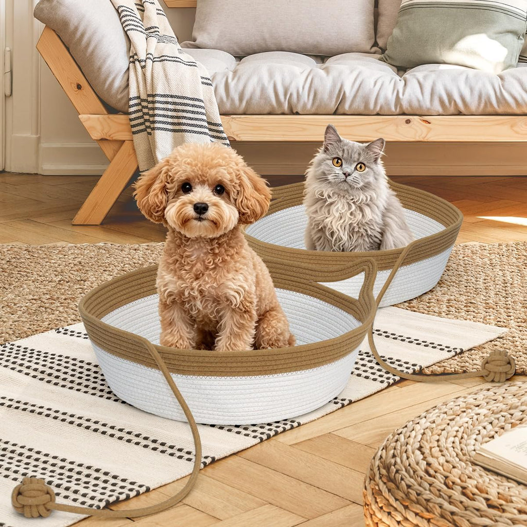 Cat Bed, Cotton Rope Instinct Basket for Cats, Handwoven Cat Beds