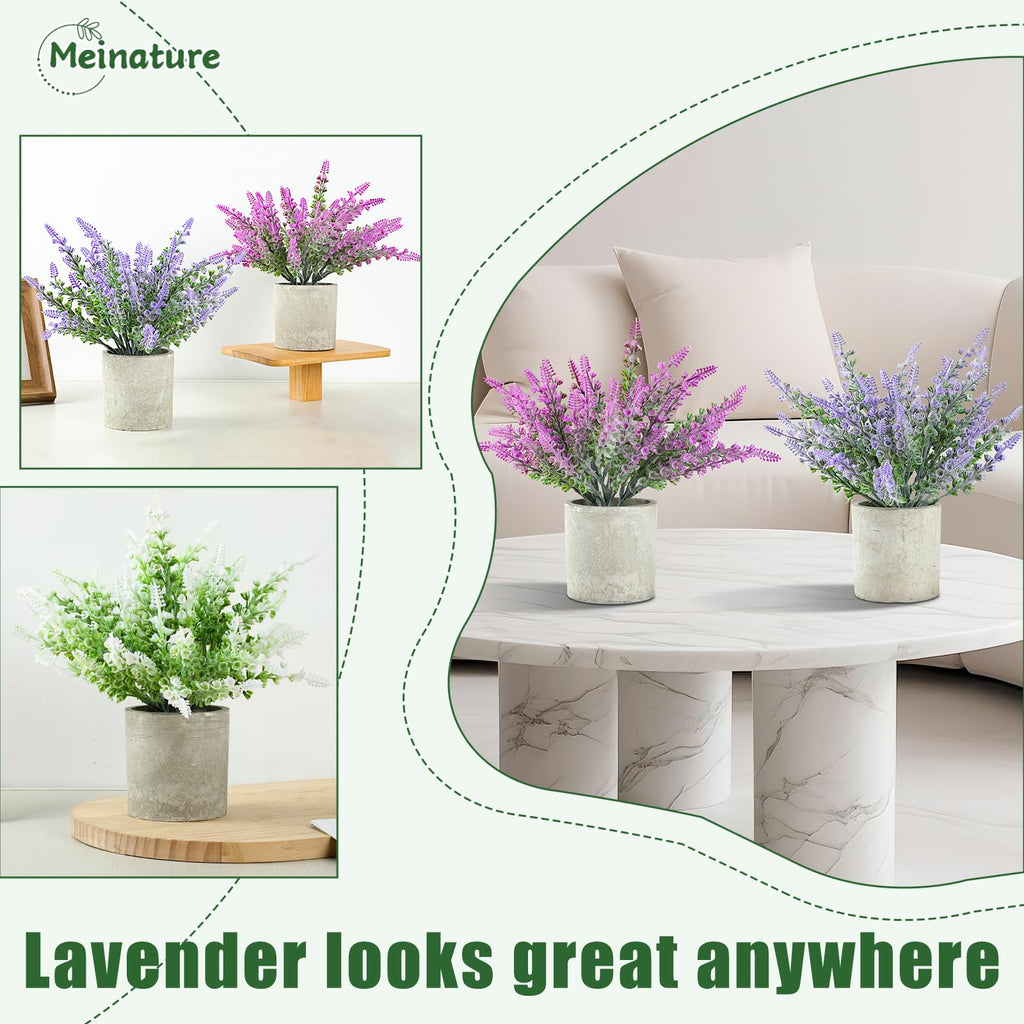 Plant Stand Indoor, 3-Pack Lifelike Artificial Lavender, Artificial Plants Indoor, Nordic Lavender Table