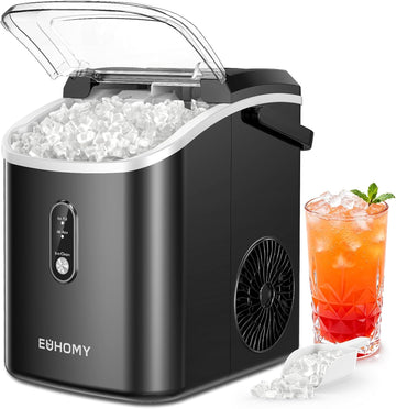 Nugget Ice Maker Countertop with Handle, Ready in 6 Mins, 35lbs Per Day, Removable Top Cover, Auto-Cleaning, Portable