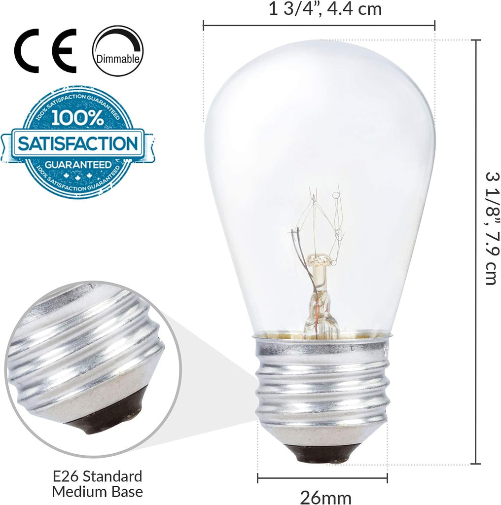 S14 Replacement Bulb 11W 120V E26 Medium Base, 6 Pack