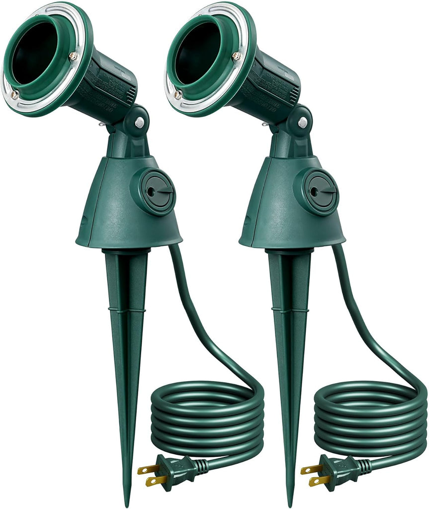 Dusk to Dawn 120V Outdoor Spotlight, Waterproof Lights E26 Base | Waterproof LED Outdoor Flood Stake Lights,6FT Cord