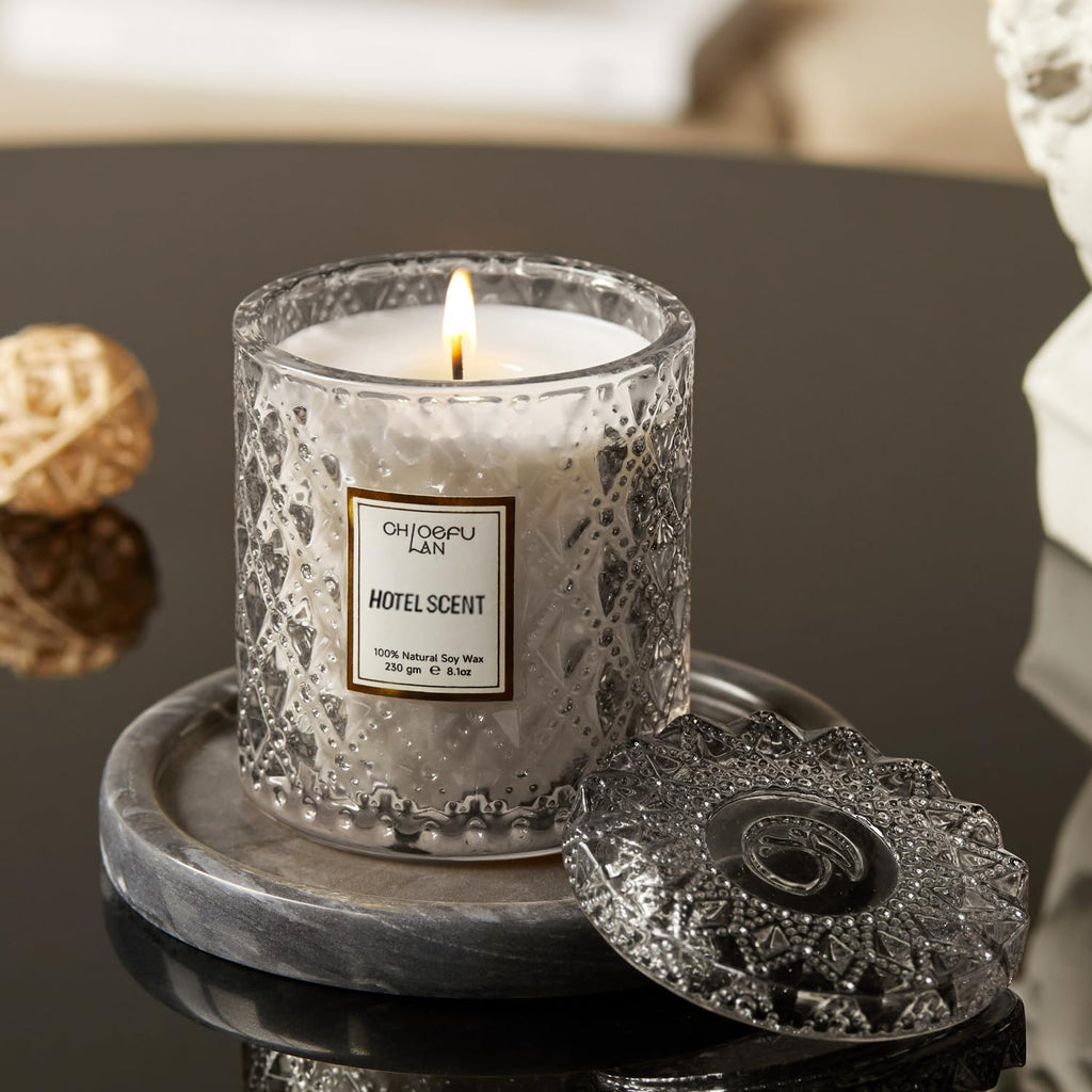Hotel Scented Candle Natural Essential Oil, Luxury Scented Soy Jar Candle Gifts, Highly Scented, 8.1oz, Unique Blend - Set of 81