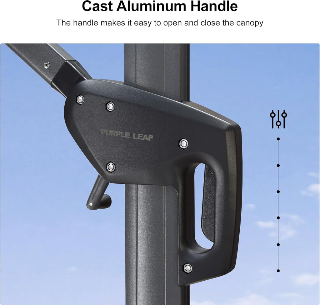 9' X 11.5' Patio Umbrella with Base Outdoor Cantilever Rectangle Umbrella Offset Umbrella with 360-degree Rotation Pool