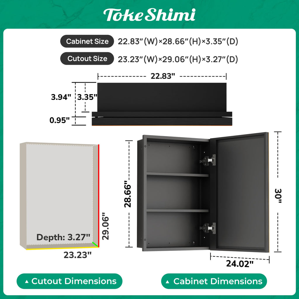 24 x 30 Recessed Medicine Cabinet with Mirror, Oil Rubbed Bronze