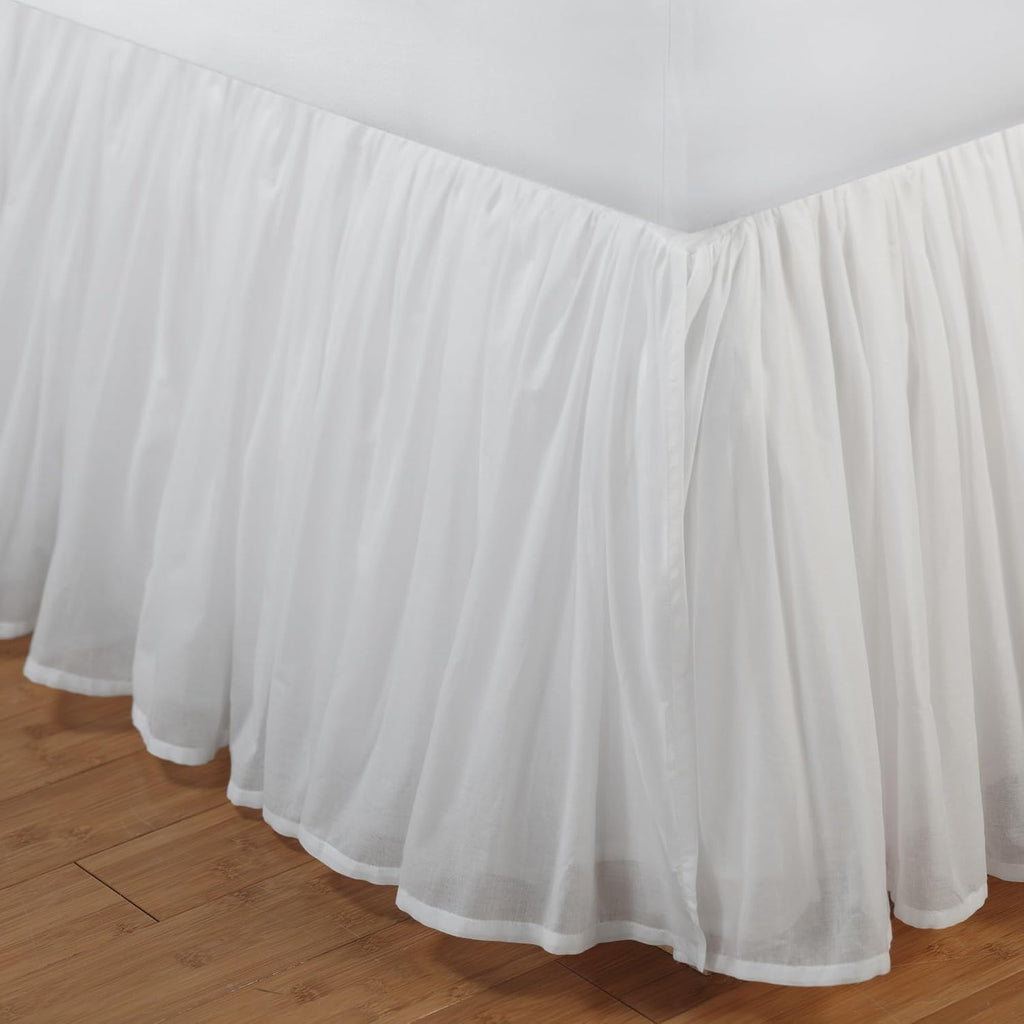 Voile Bed Skirt, Lined, Pure White, Queen 15-inch L