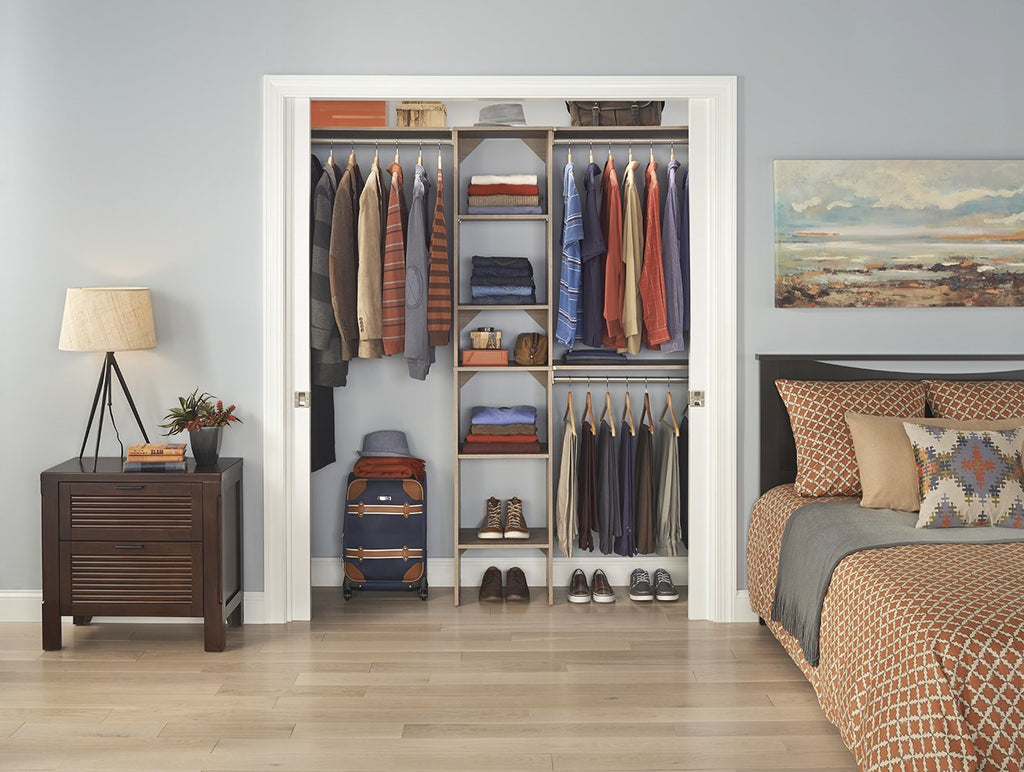 SuiteSymphony 16-Inch Closet Organizer with Shelves, Natural Gray