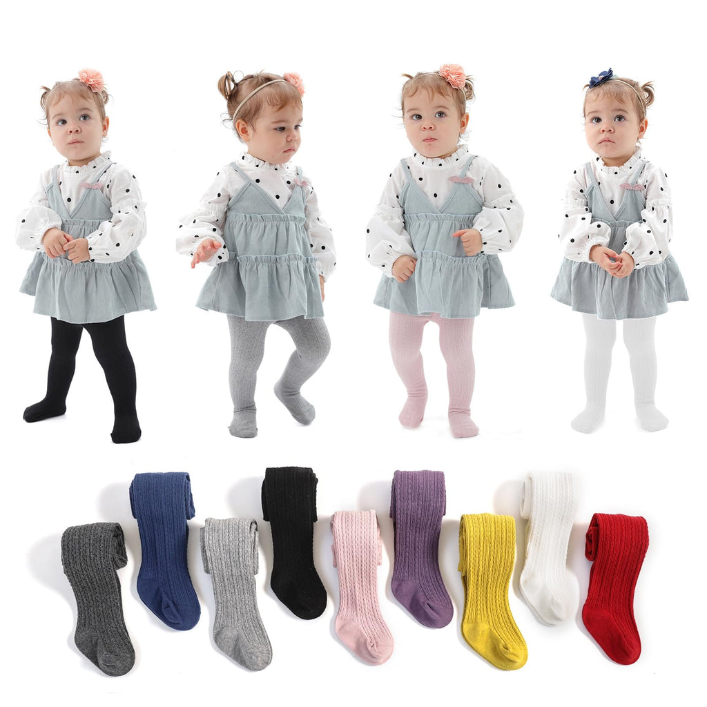 Baby Tights Infant Girl Footed Leggings Black White Gray Pink