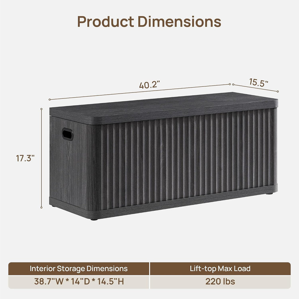 Storage Bench 80.4" Wide Shoe Bench with Lift Top Large Wooden Storage Chest Trunk Modern Blanket Chest with 4 Safety
