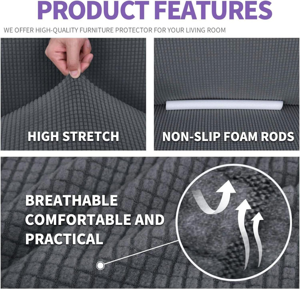 Super Stretch Couch Cover (72"-92") Universal Sofa Covers with Elastic Bottom, Dog Cat Pets Friendly Washable