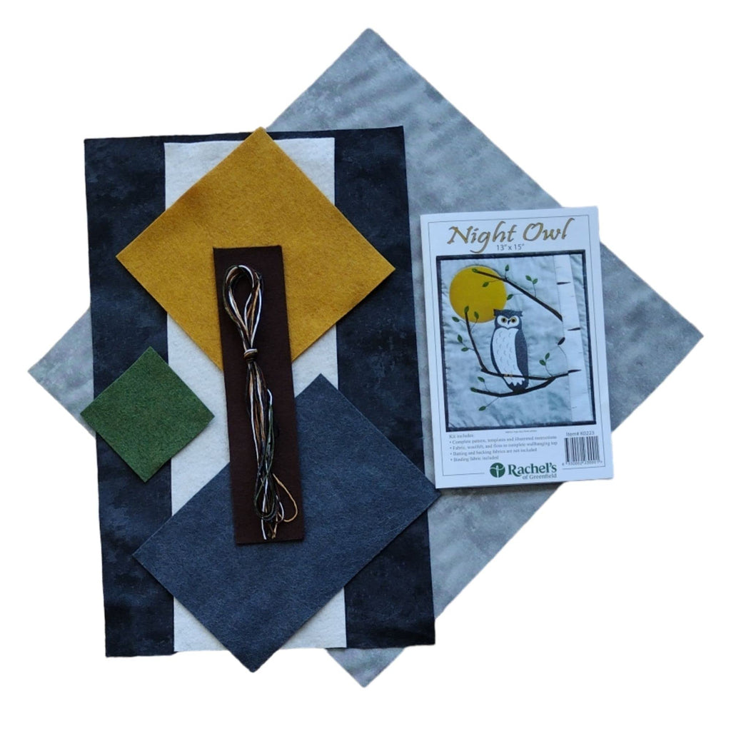 Night Owl Felt Kit, Wall Quilt Hanging, Quilting Kits with Fabric, 13" x 15", Materials and Instructions Included