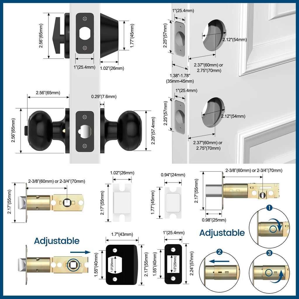 5 Pack Front Door Lock Set, Exterior Door Knob with Lock and Key