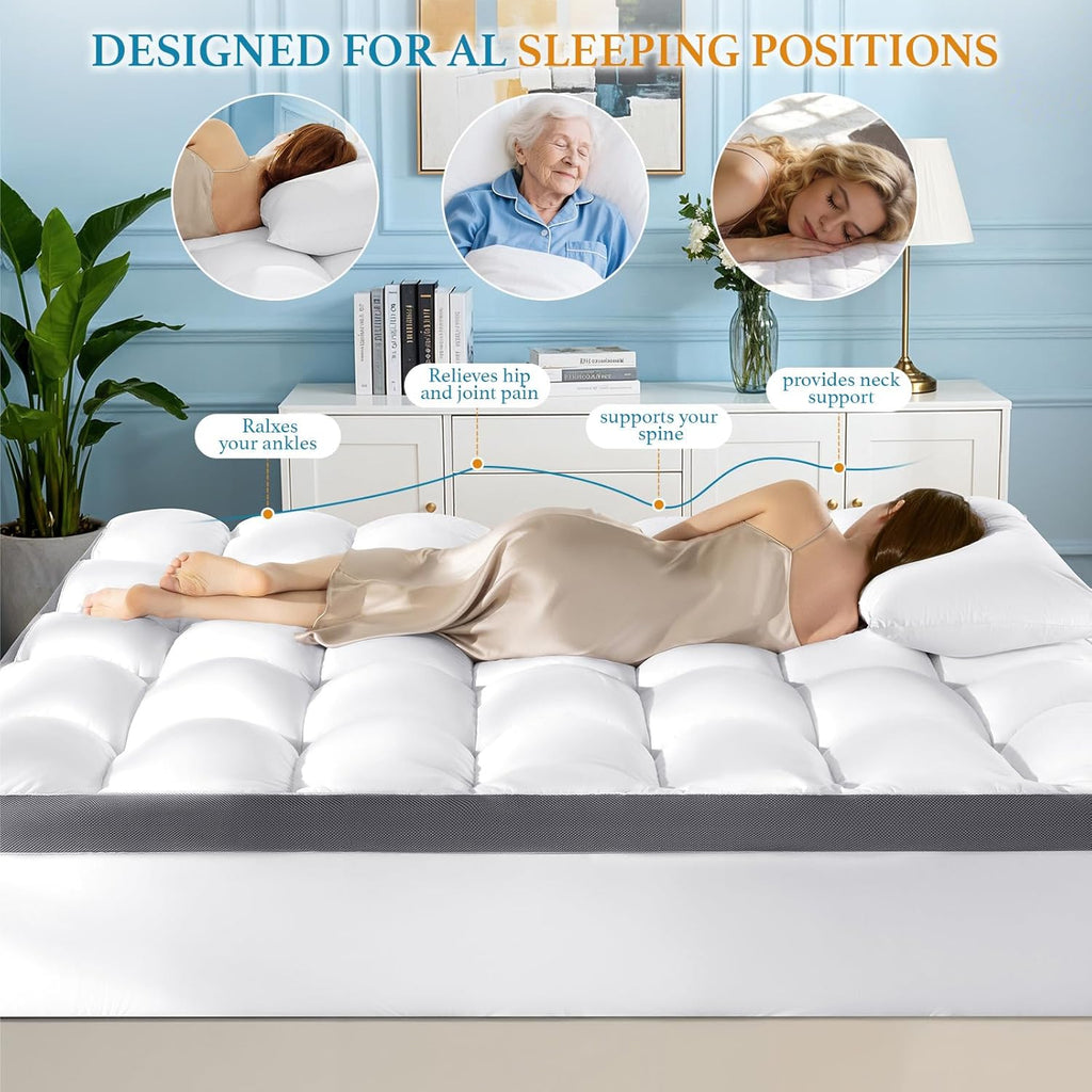 4 Inch Memory Foam Mattress Topper King Size,6"-18" Deep Pocket(78"x80") | Breathable Extra Thick 2000 GSM Pillow Top