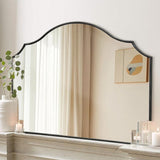 Black Scalloped Wall Mirror: 40"x29" Large Modern Wooden Arched Dresser Mirror - Minimalist Fireplace Mirrors