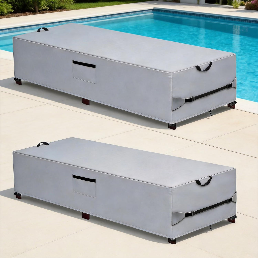 600D Waterproof Outdoor Chaise Lounge Covers 2 Pack,80"Lx28"Wx14"H inch | Heavy Duty Waterproof Weather Resistant