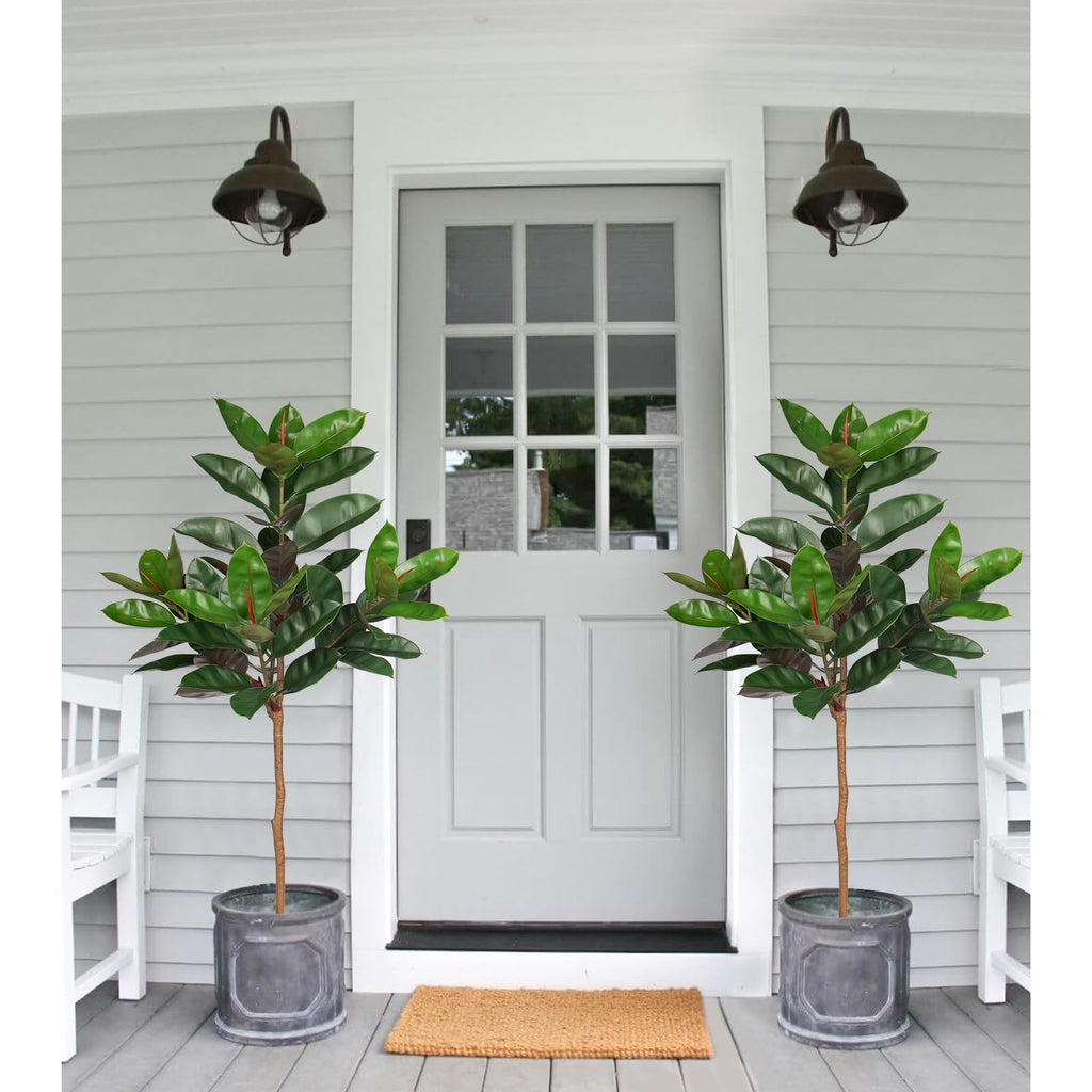 5FT Tall Fake Tree Plant Decor, Artificial Rubber Tree Indoor Floor Plant, Large Faux Ficus Tree Potted Fake Tropical