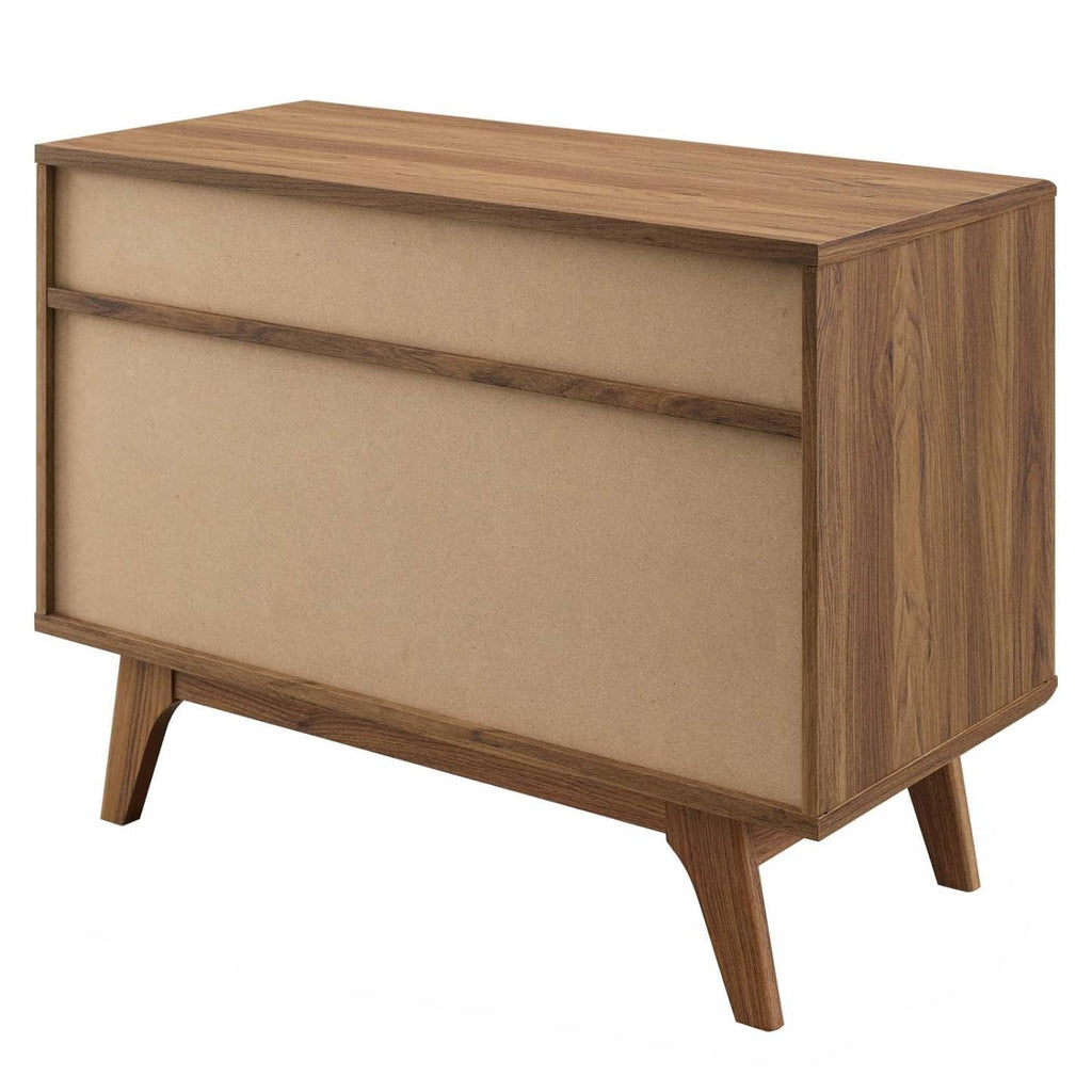 Render Mid-Century Modern Vinyl Record Storage Display Cabinet, 37 Inch, Walnut