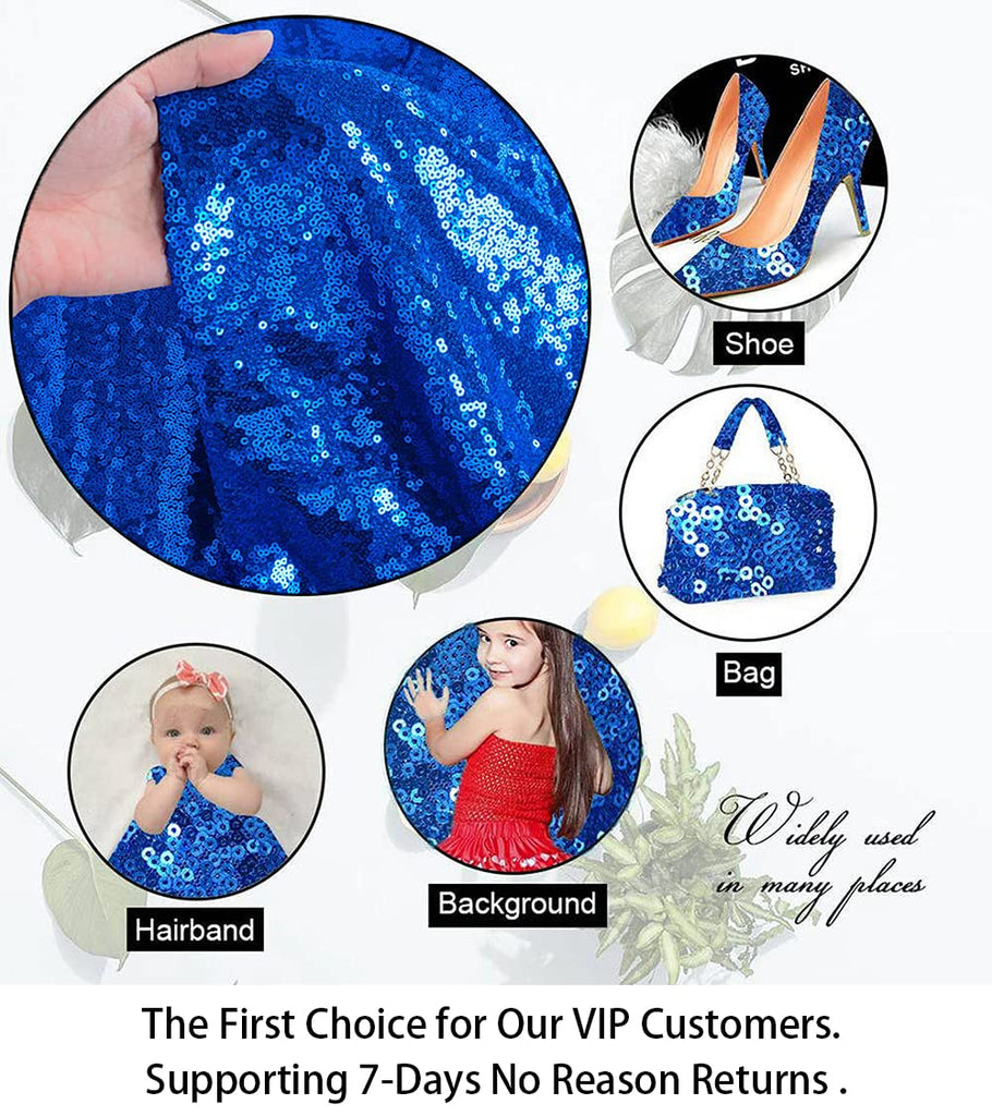Fabric by The Yard 1 Yard Royal Blue Sequin Fabric Glitter Embroidery Fabric by The Yard Material for DIY Sewing