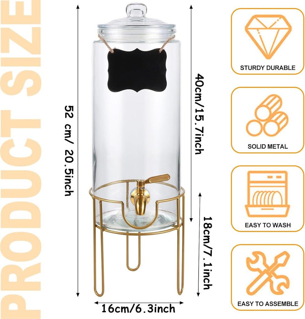 1.5 Gallon Drink dispenser, With Stand, Drink Dispensers for Parties With Stainless Steel Spigot + Marker &