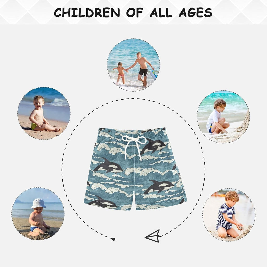 Boys Swim Trunks Toddler Swimsuit Beach Shorts with Mesh Lining