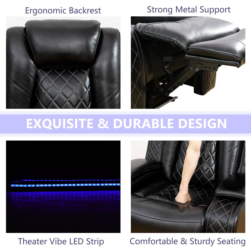 Power Reclining Sofa Set, 3PCS Living Room Set with Recliners, Luxury Recliner Sofa & 2 Chairs with