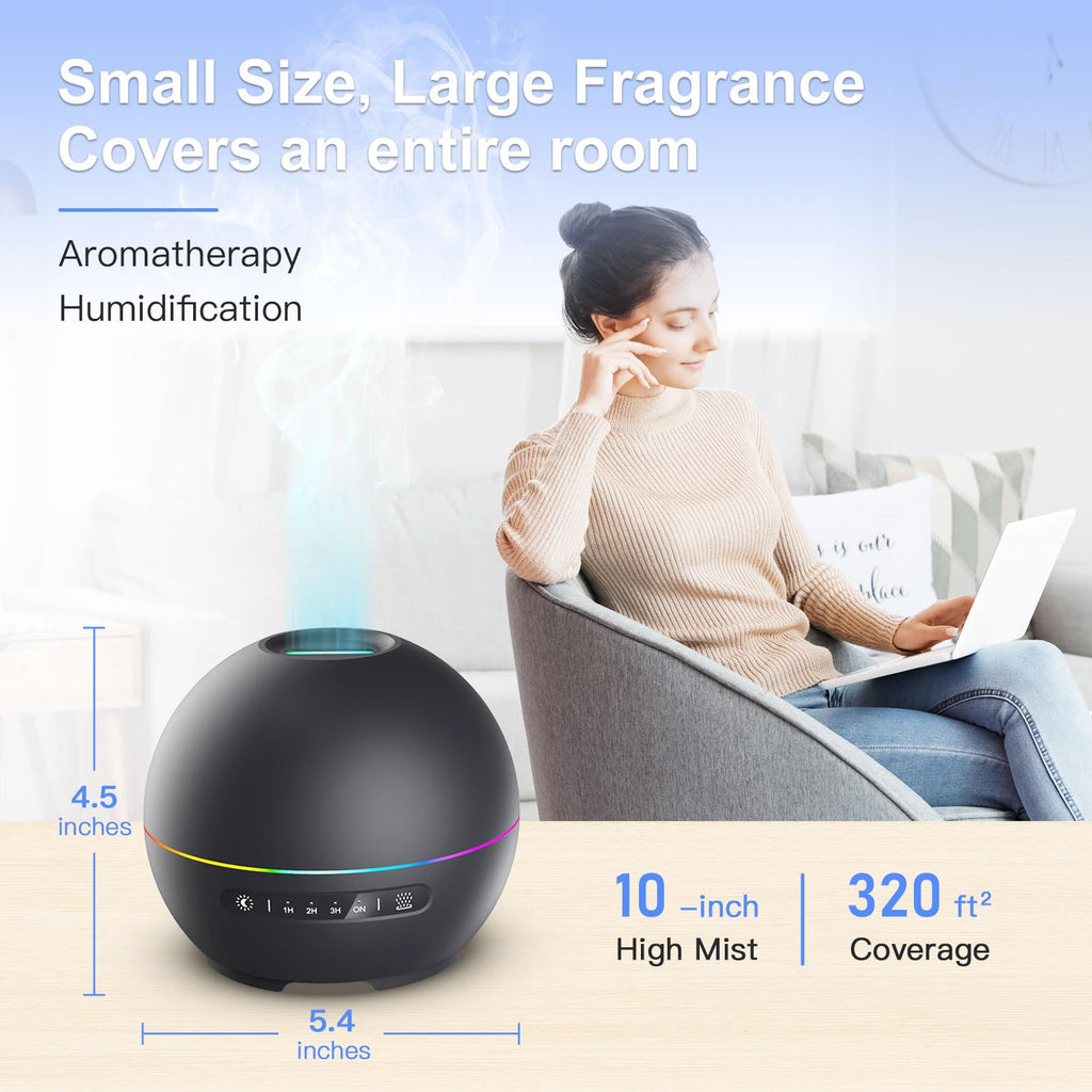 2 Pack Essential Oil Diffuser - 200ml Ultrasonic Aromatherapy Diffuser with 4 Timers & 7 Colors Night Lights, 20dB