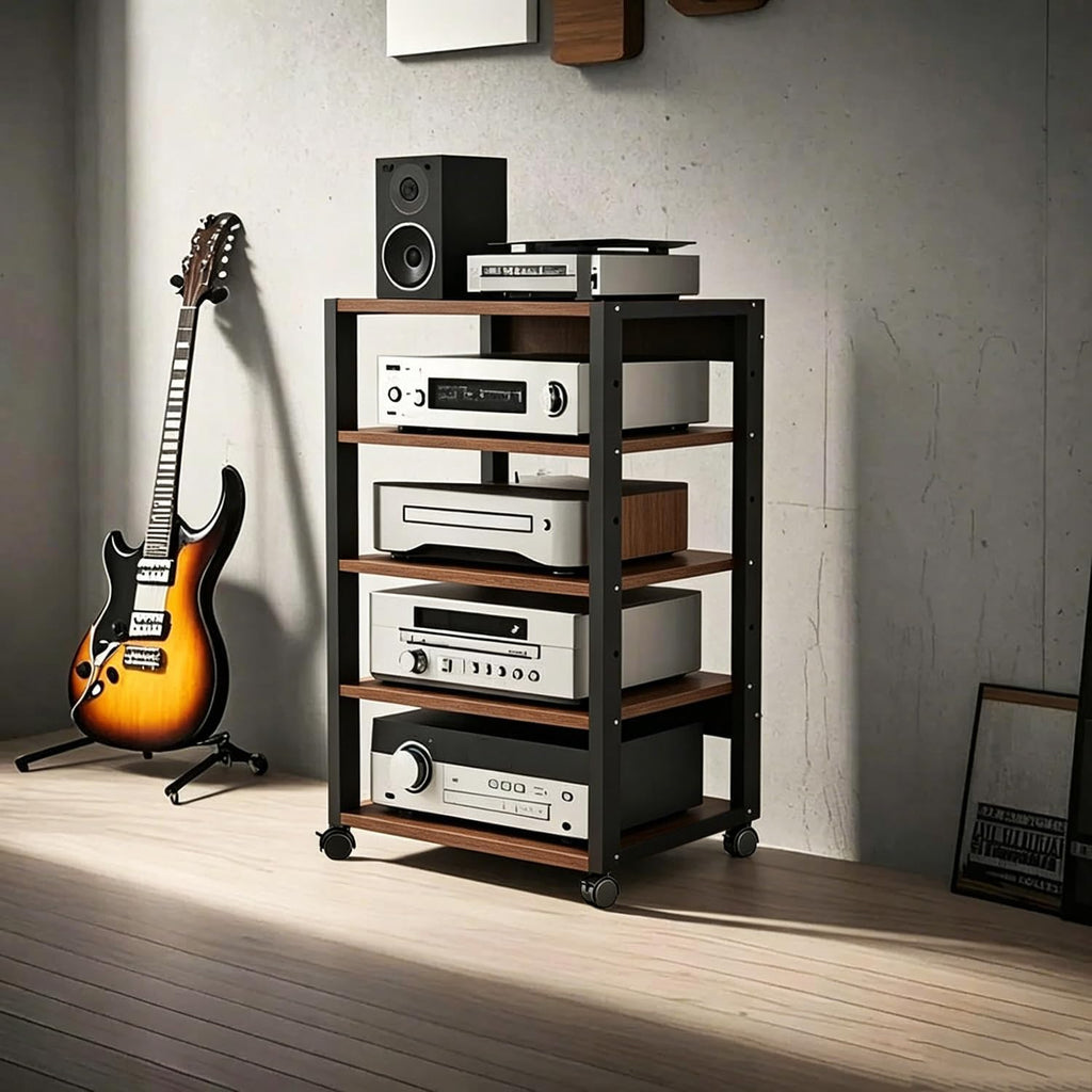 5 Tier AV Media Stand, Audio Rack Tower Stereo Components Cabinet