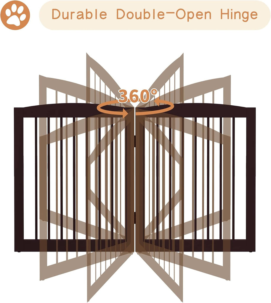Freestanding Pet Gate for Dogs, Foldable Wooden Dog Gate, Indoor Dog Gate for Doorways, Stairs, Gates for Dogs