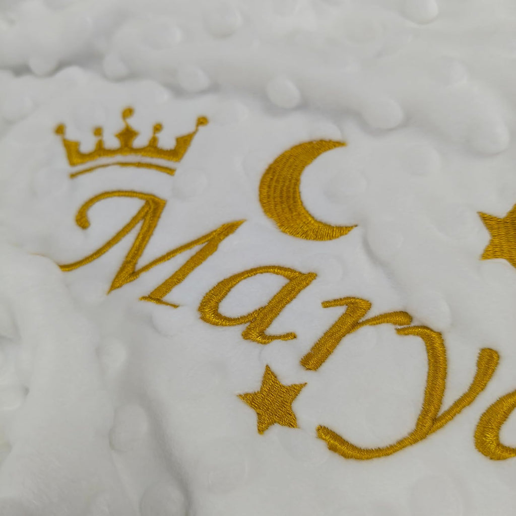 White Personalized Minky Fleece Baby Blanket, Custom Baby Blanket Neutral