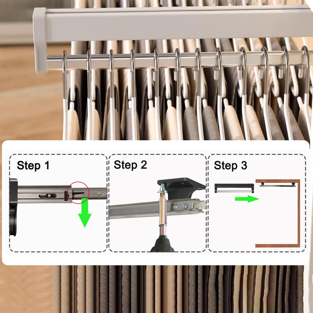 Valet Rod for Closet Pull Out, Heavy Duty Pants Rack 15.7inch