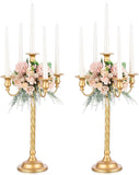 Candelabra Gold Candle Stand: 28" Tall 5-Branch Candlestick Holderoliday Event Reception Decoration,2Pcs
