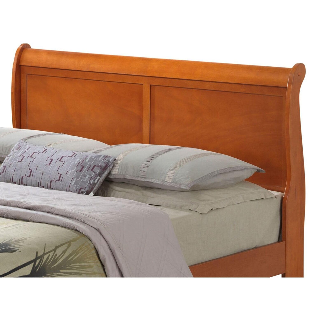 Sleigh Bed Frame Platform Bed Elegant Bedroom Furniture Gray Finish /Oak