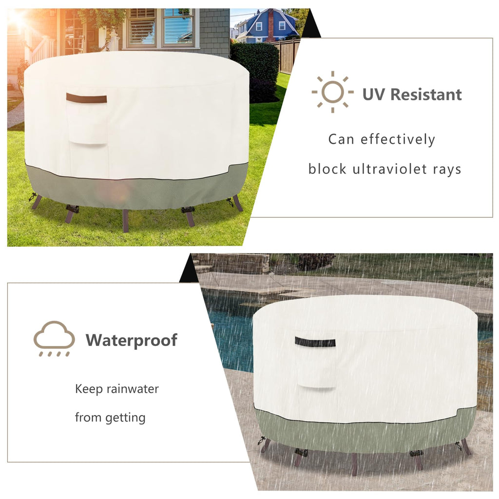 Round Outdoor Table Cover Waterproof, 62" Dia x 28" H