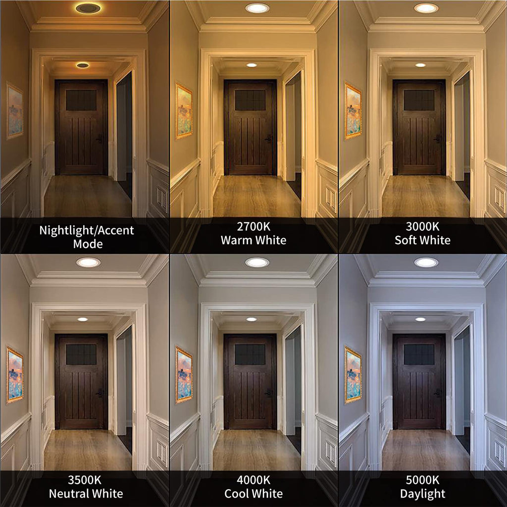 24 Pack 4 Inch 5CCT LED Recessed Lighting with Night Light, White
