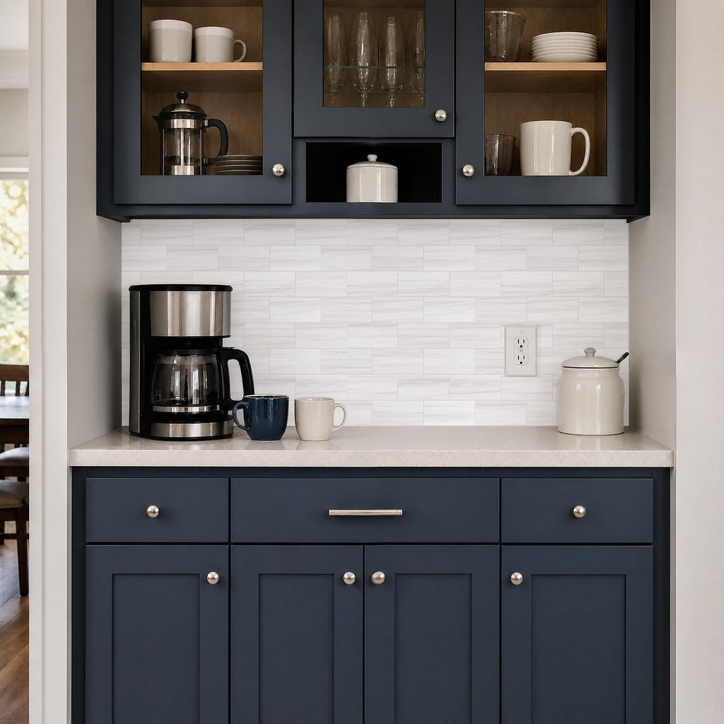 100 Pieces Peel and Stick Backsplash , 3" x 6" PVC Subway Tile 2026 Upgraded Dolomite Mist Backsplash Stick on Tile