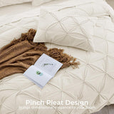 Sasttie Queen Comforter Set, 7-Piece Bed in a Bag, Pintuck Bedding Sets for All Season, Includes Comforter, Flat Sheet