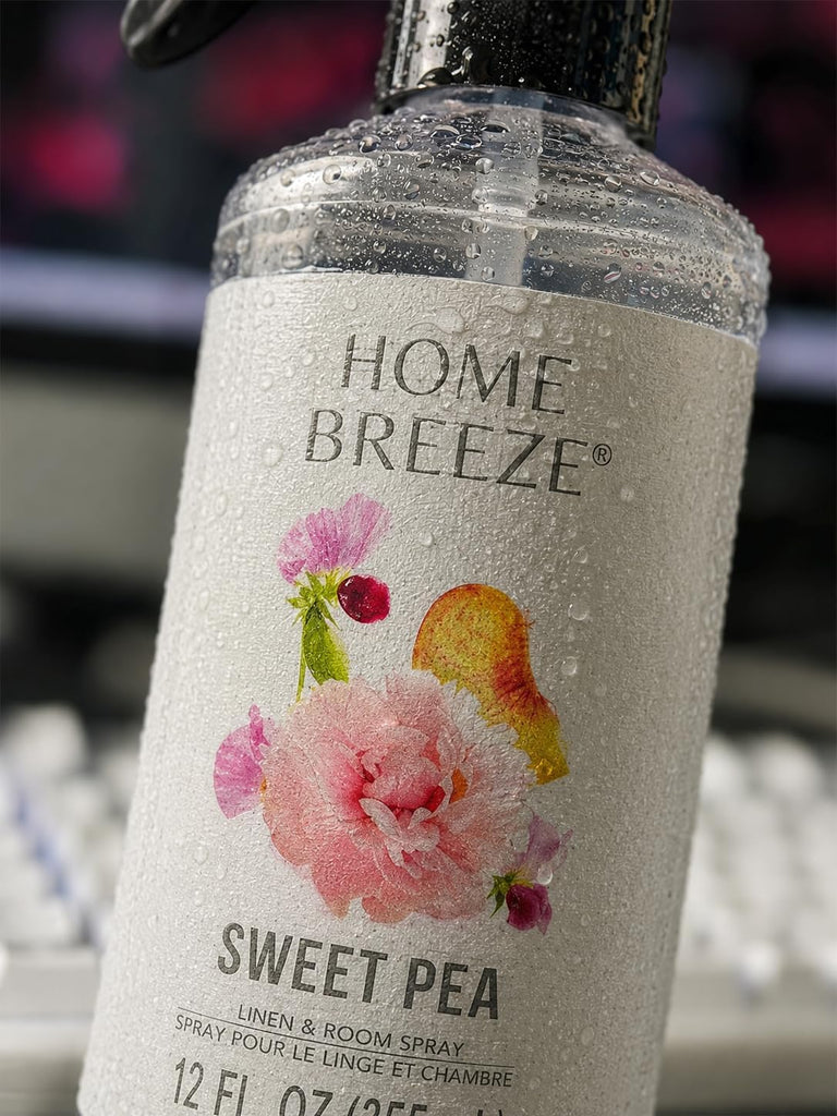 Home Breeze Sweet Pea Linen & Room Spray, 12 fl oz (355 mL) - Long-Lasting Fresh Floral Scent for Linens, Bedding - Set of 2