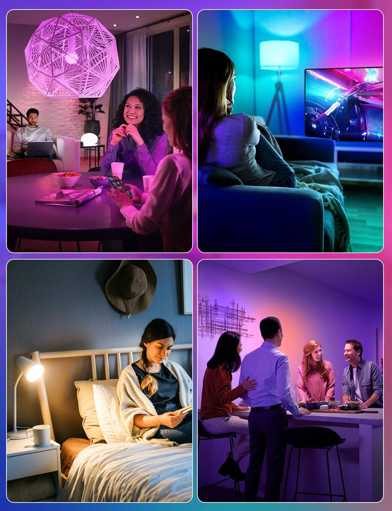 Smart A19 LED Light Bulbs, 60W Equivalent 800LM Color Changing E26 9W Bluetooth Light Bulbs with Remote Control, 16