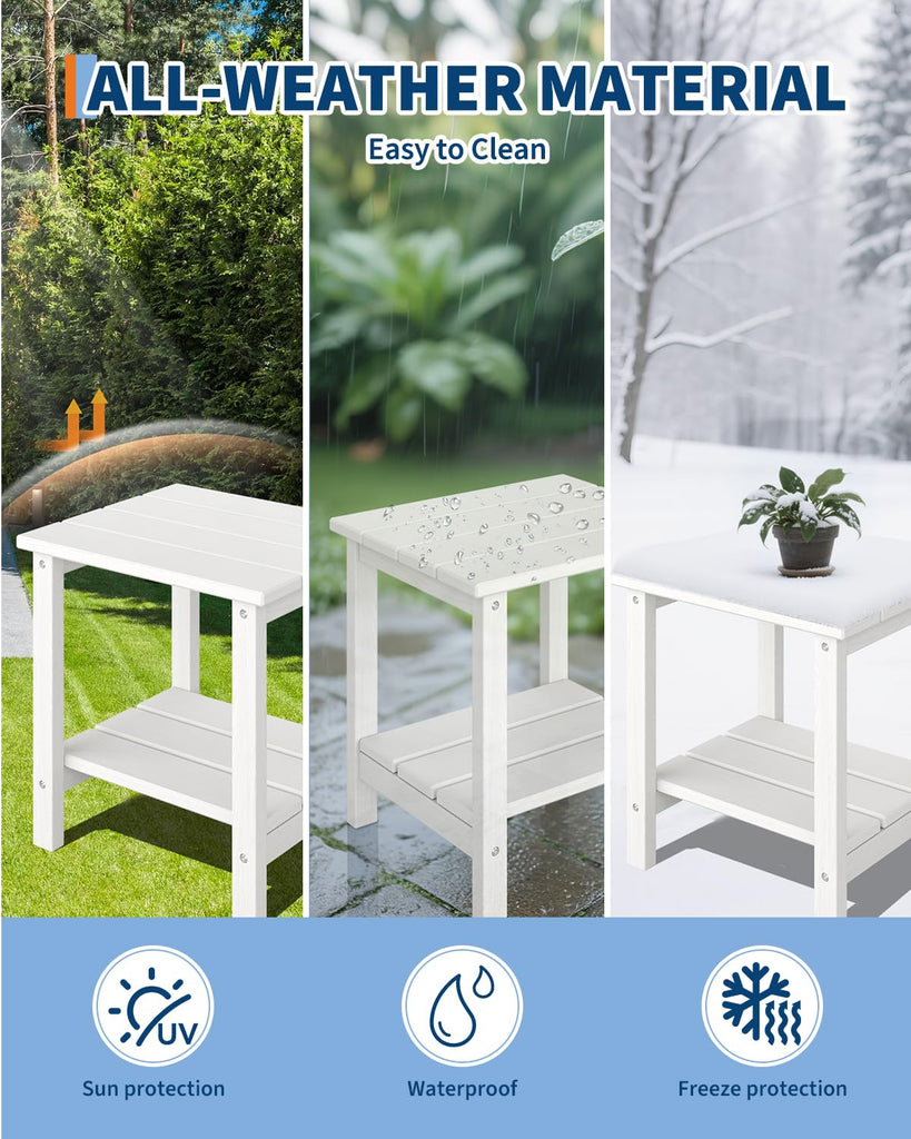 Poly Lumber Rocking Chair Outdoor Set of 4 with 2 Side Table - HDPE High Back Porch Rocker Chairs for Adults - All