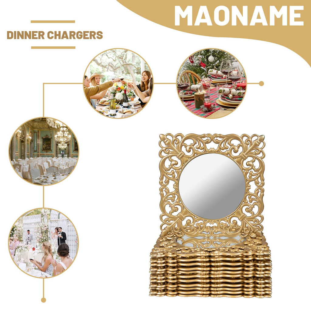 12" Set of 6, Mirror Square Plate Chargers