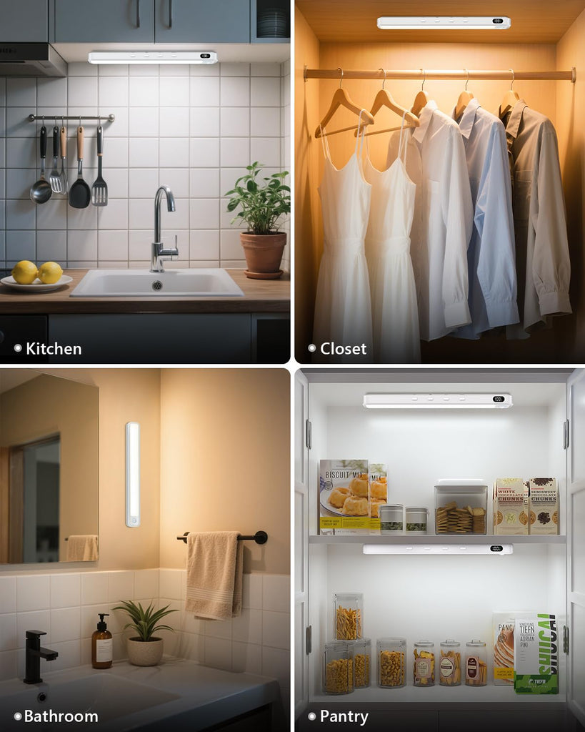 Under Cabinet & Closet Lights, Motion Sensor, Rechargeable, Magnetic, 3 Color Temps, Dimmable LED Light Bar