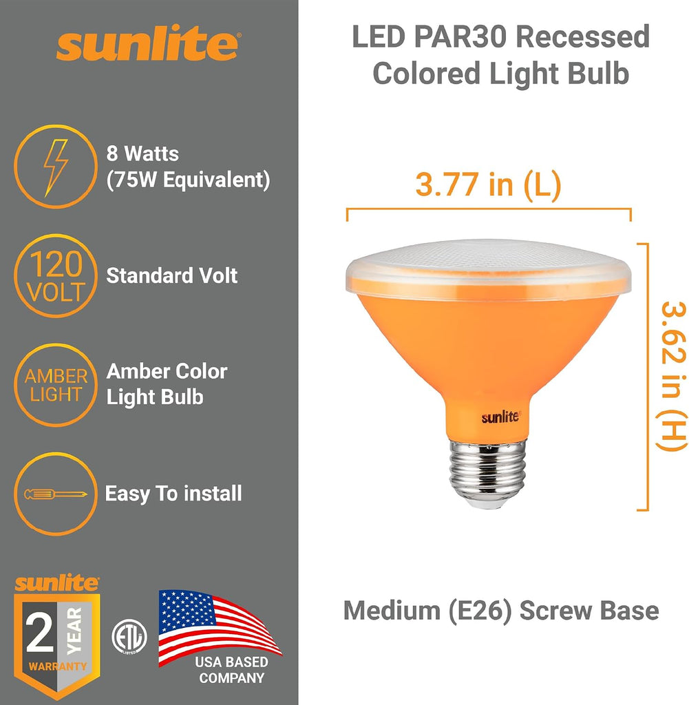 LED PAR30 Short Neck Colored Recessed Light Bulb, 8 Watt (75W Equivalent), Medium (E26) Base, Floodlight, ETL Listed