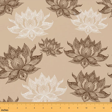 Mandala Lotus Fabric By The Yard, Retro Floral Upholstery Fabric, Boho