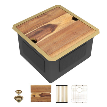 17"x17" Gold Bar Prep Sink Undermount Workstation