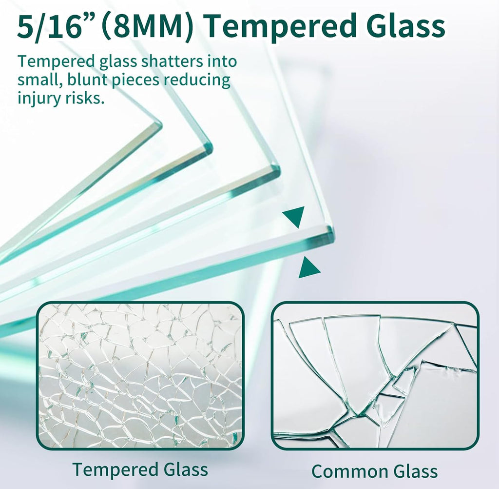 Shower Door with 5/16"(8mm) SGCC Tempered Glass, 56-60" W x 74" H Frameless Sliding Shower Door