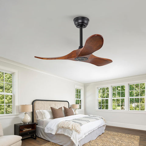 36 Inch Solid Wood Ceiling Fan with Remote,Ceiling Fan no Light,6 Speeds,Noiseless,Reversible DC Motor,Modern Ceiling Fans without Lights for Living Room Bedroom Farmhouse,Patios A101-B0DFTPFKSH