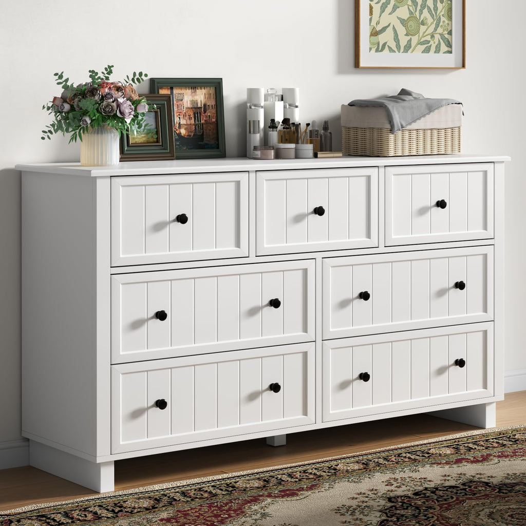 Farmhouse 10 Drawers Dresser, White Dresser Chest of Drawers