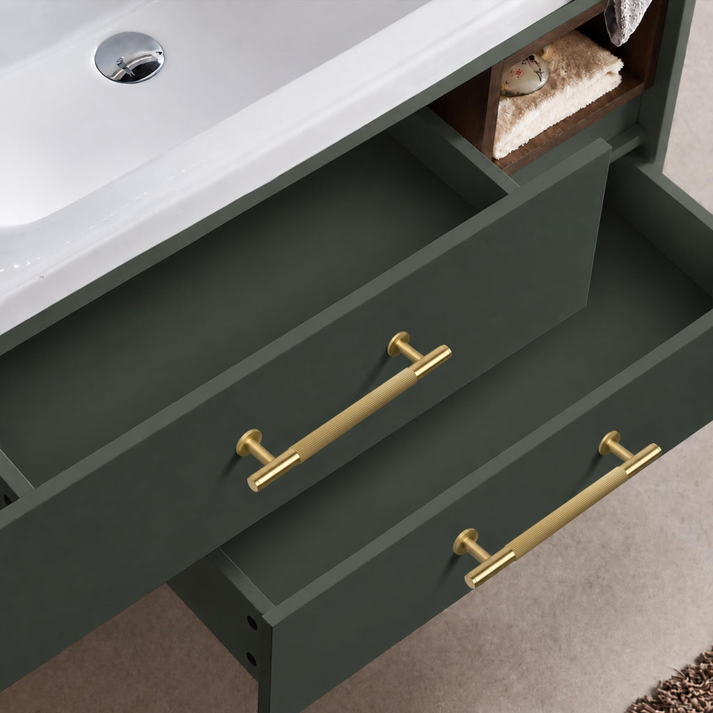 Solid Brass Cabinet Pulls, 3-3/4-Inch Hole Center Handles