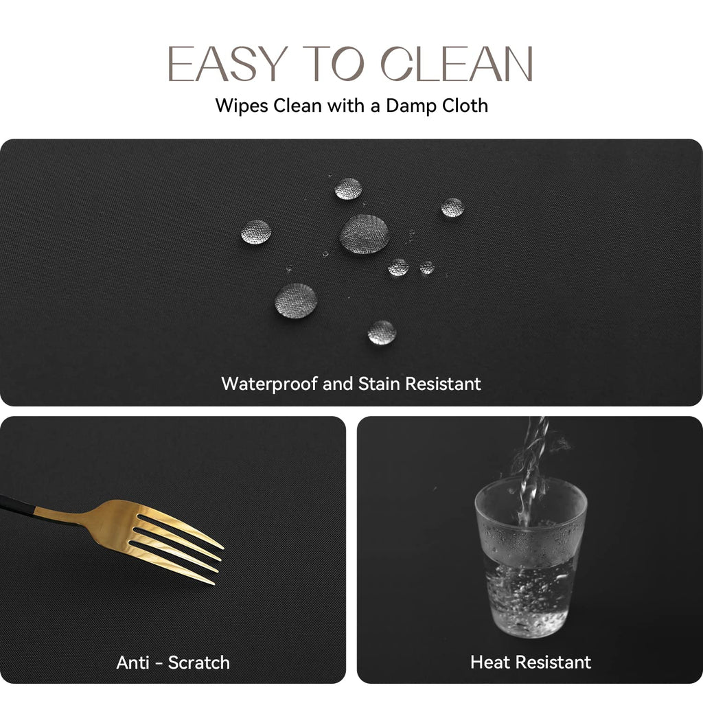 Rectangle Tablecloth - 60 x 120 inch Black Waterproof and Wrinkle Resistant Washable Polyester Table Cloth