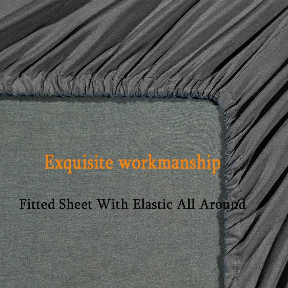 Bed Sheet Set Super Soft Microfiber 1800 Series Luxury Egyptian Sheets Fit 18-24 Inch Deep Pocket Mattress Wrinkle-6